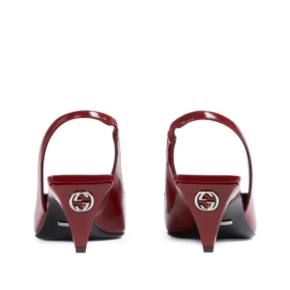 Gucci Mallory 55 Patent Leather Slingback Pumps - Cherry size EU 39 - Picture 4 of 6